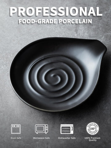 LAUCHUH spoon rest featuring center swirl motif for chic kitchen decor.