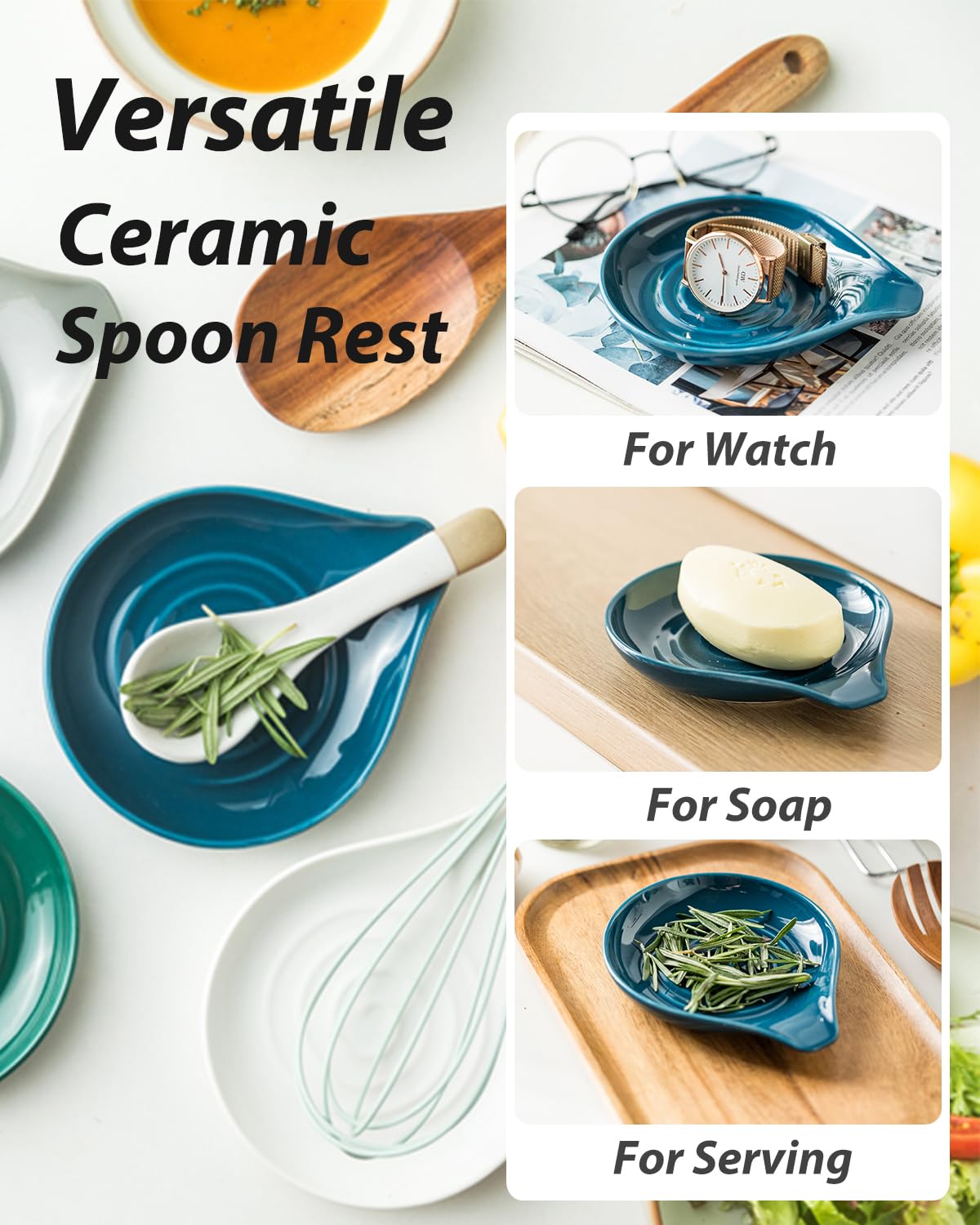 LAUCHUH heat-resistant spoon rest safely accommodates hot utensils.