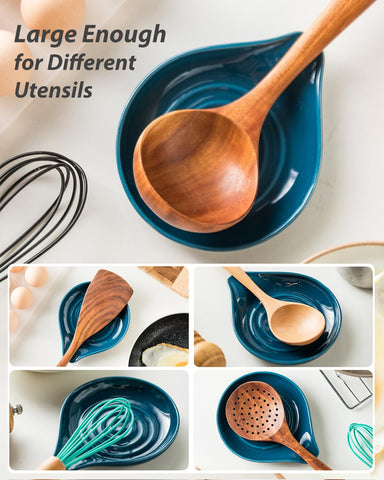 LAUCHUH blue spoon rest doubles as a dip bowl for sauces.