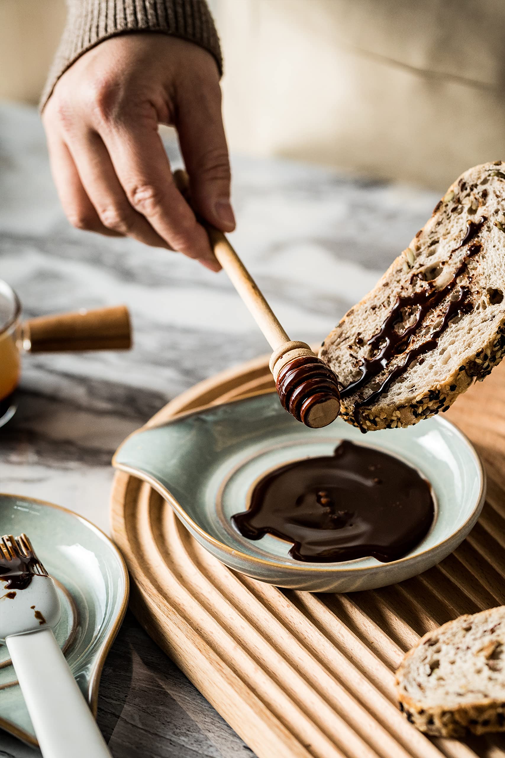 LAUCHUH spoon rest gray ceramic doubles as jewelry tray on counter