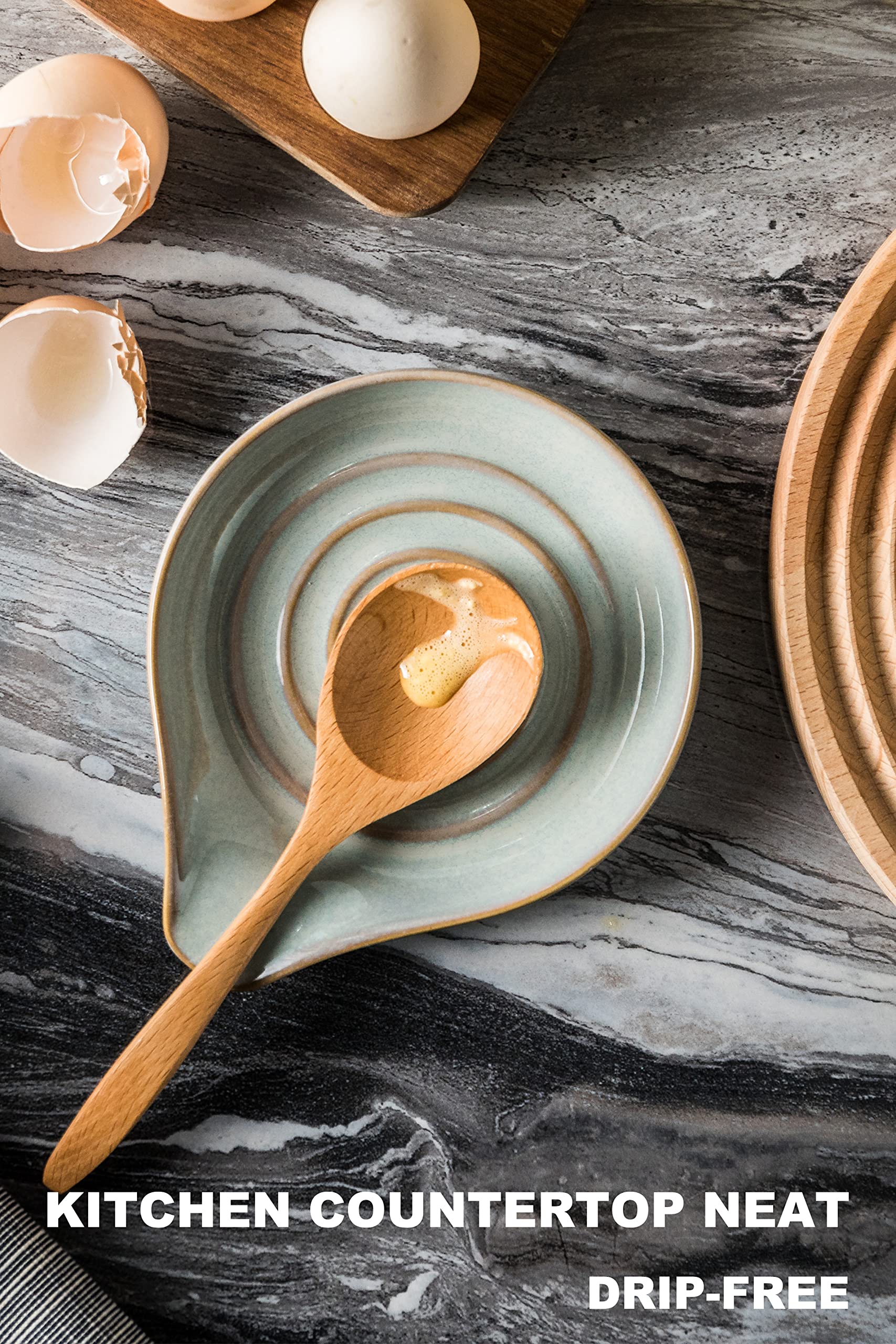 LAUCHUH spoon rest gray ceramic holds ladle and cooking tools