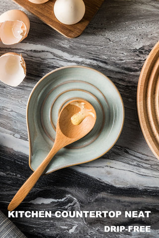 LAUCHUH spoon rest gray ceramic holds ladle and cooking tools