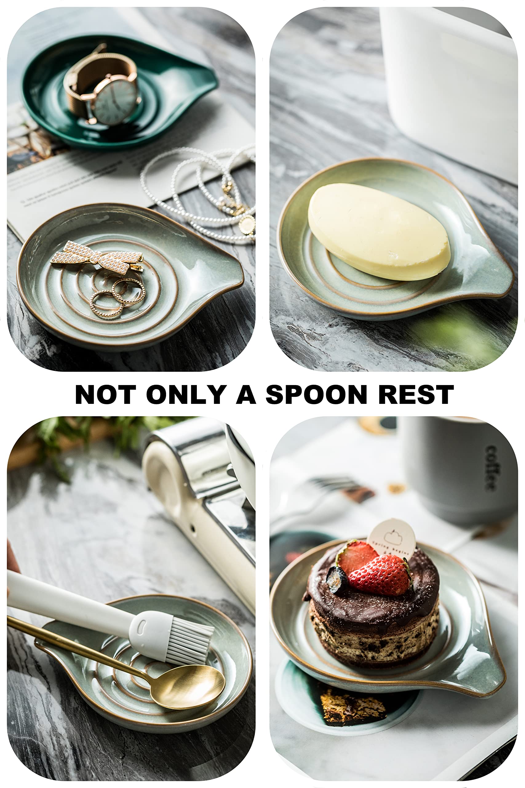 LAUCHUH spoon rest gray ceramic used as small saucer for condiments