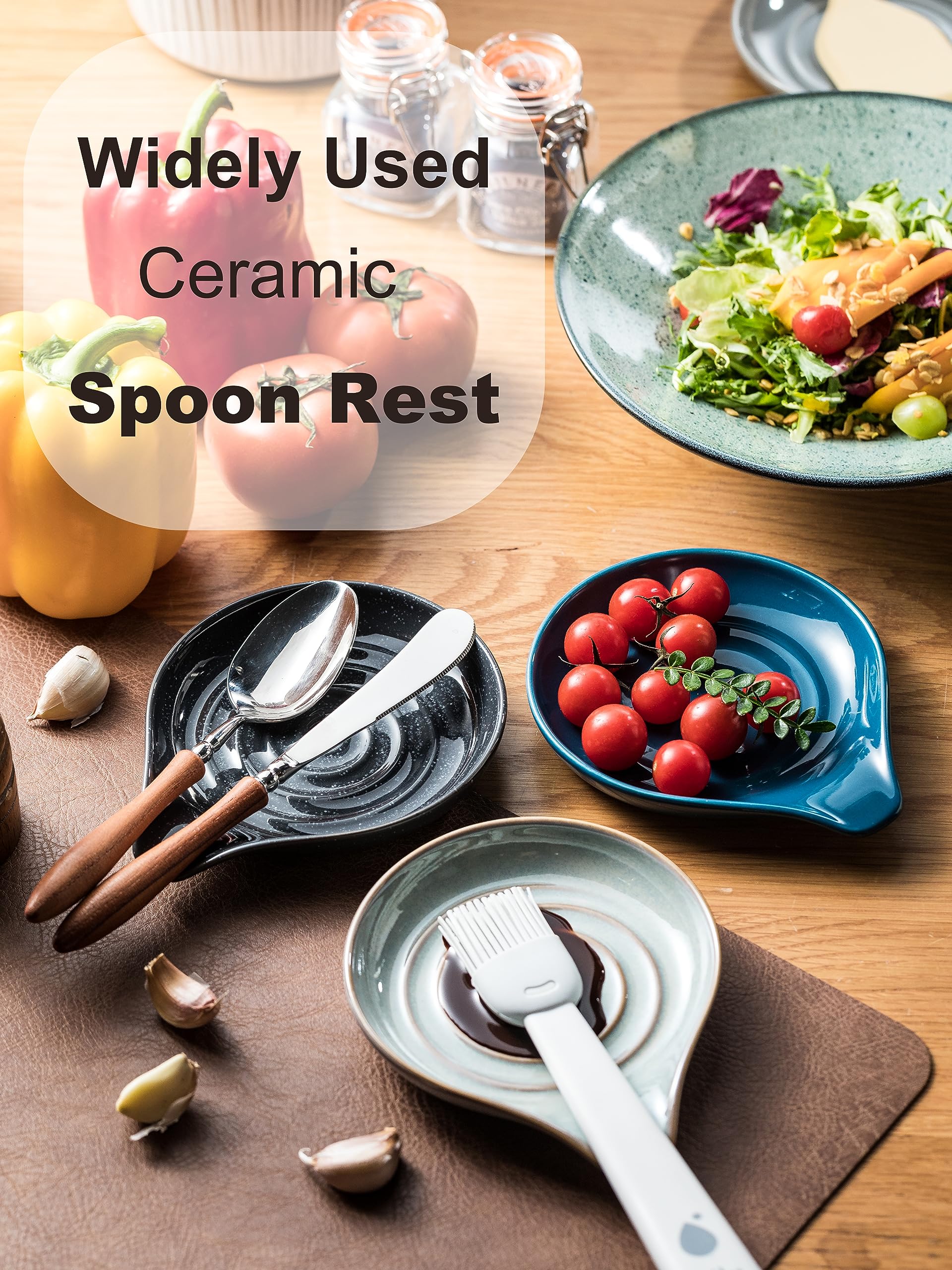 LAUCHUH spoon rest with wide base provides stable countertop support during cooking