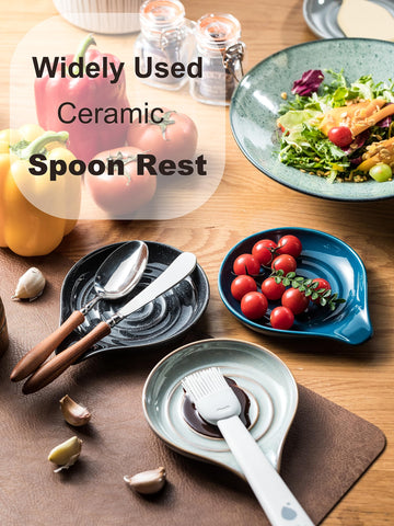 LAUCHUH spoon rest with wide base provides stable countertop support during cooking