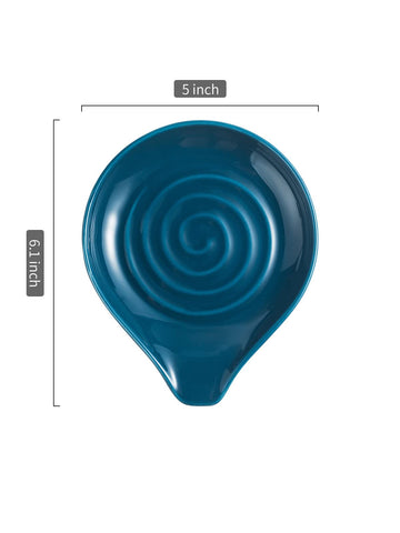 Two nestable blue LAUCHUH spoon rests save kitchen space during cooking.