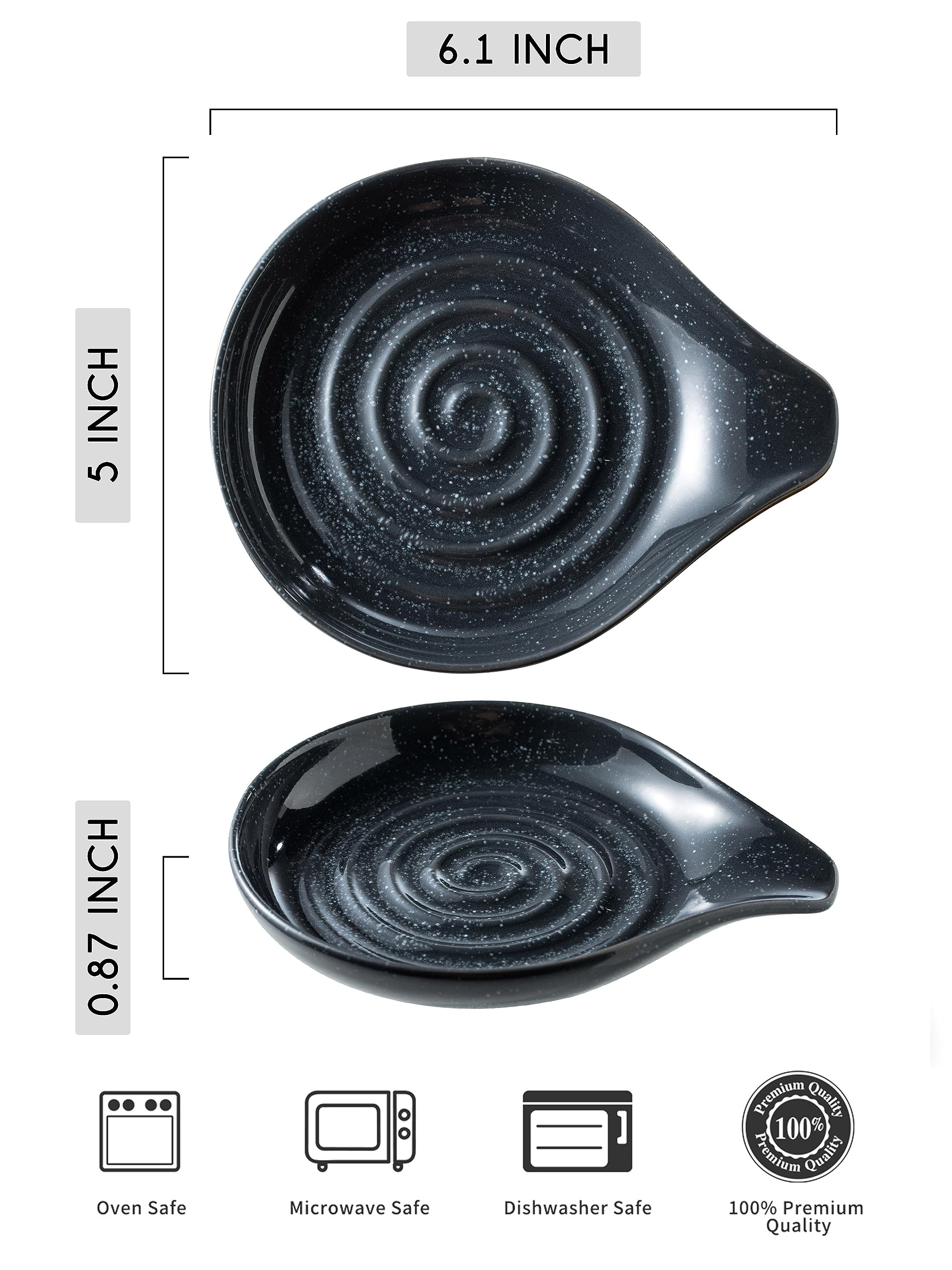 LAUCHUH speckled dark gray ceramic close-up showing durable, heat resistant glaze