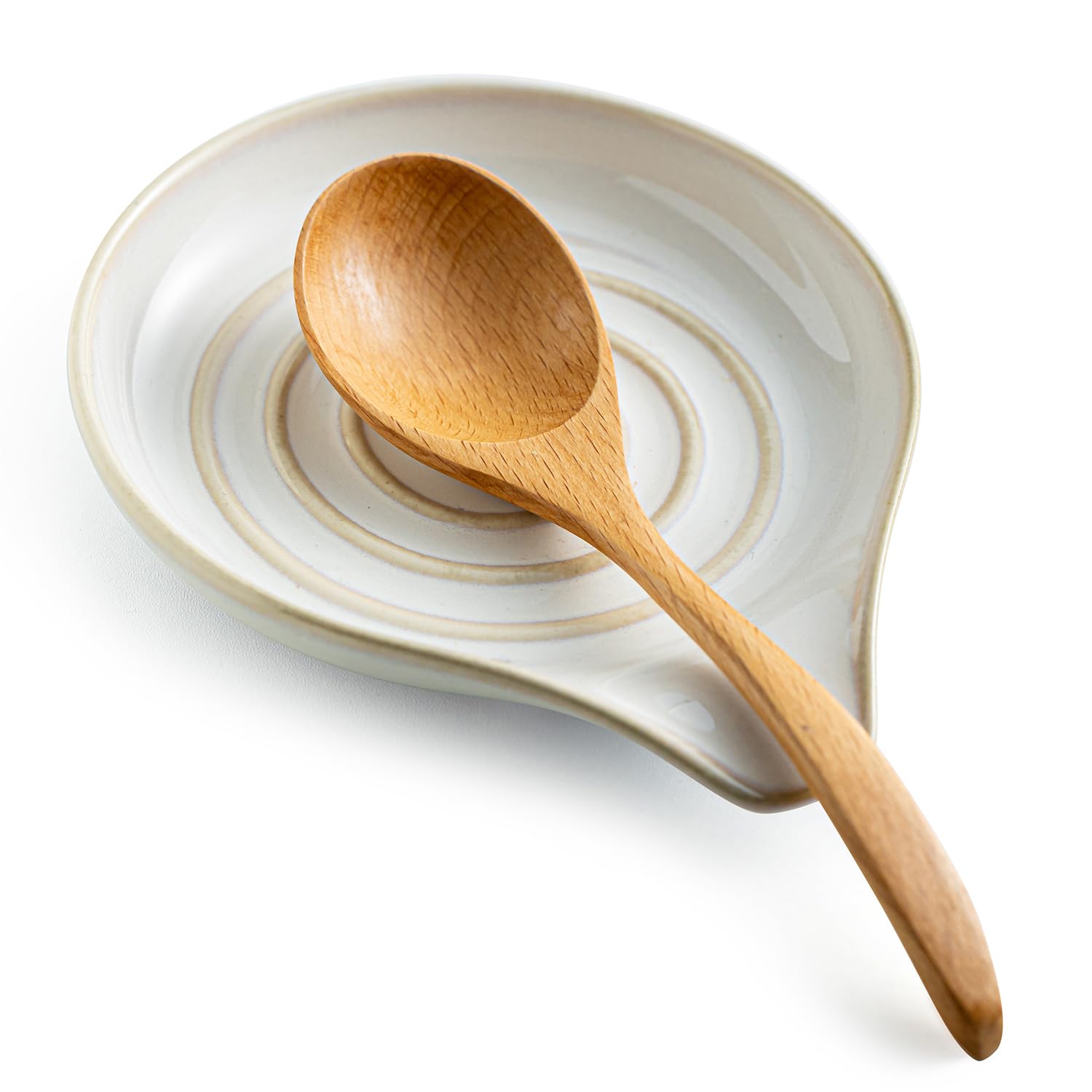 LAUCHUH spoon rest on stove top in cream adds tidy elegance to your kitchen