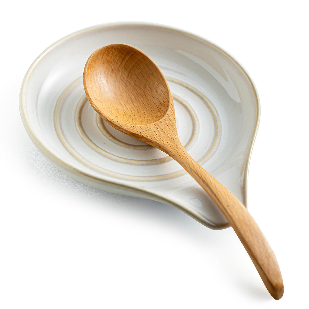 LAUCHUH spoon rest on stove top in cream adds tidy elegance to your kitchen