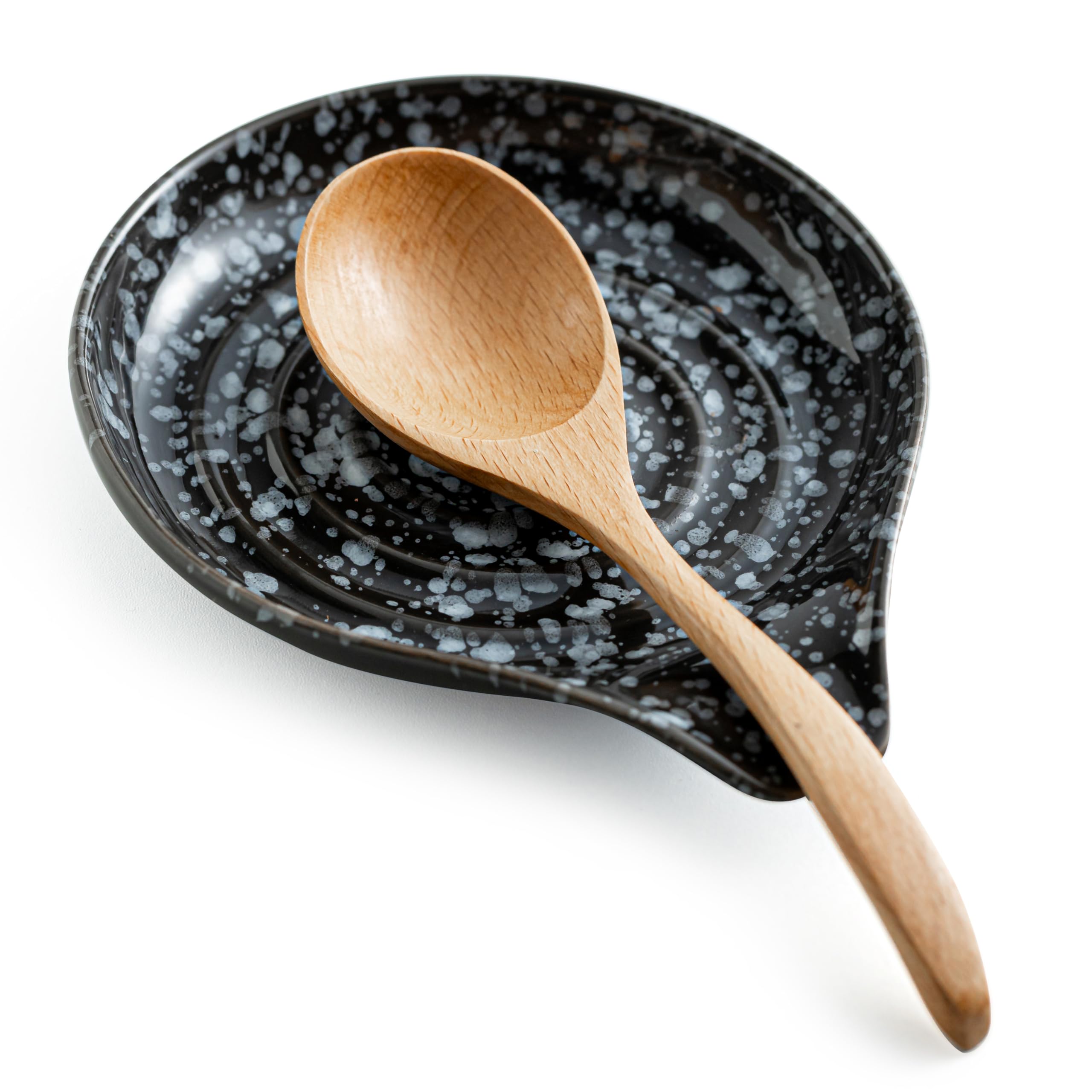 LAUCHUH spoon rest on stovetop with starry pattern keeps utensils organized.
