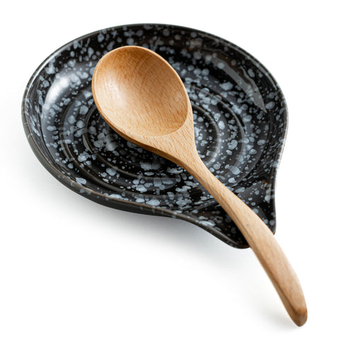 LAUCHUH spoon rest on stovetop with starry pattern keeps utensils organized.