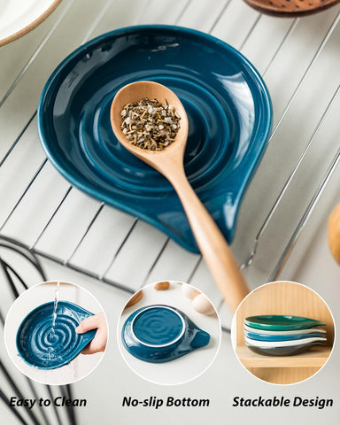 Gift-ready LAUCHUH blue spoon rest set for home cooks.