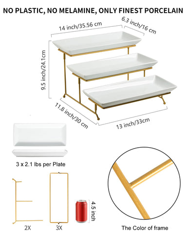 Lauchuh triple-tier serving stand with removable plates for flexible serving