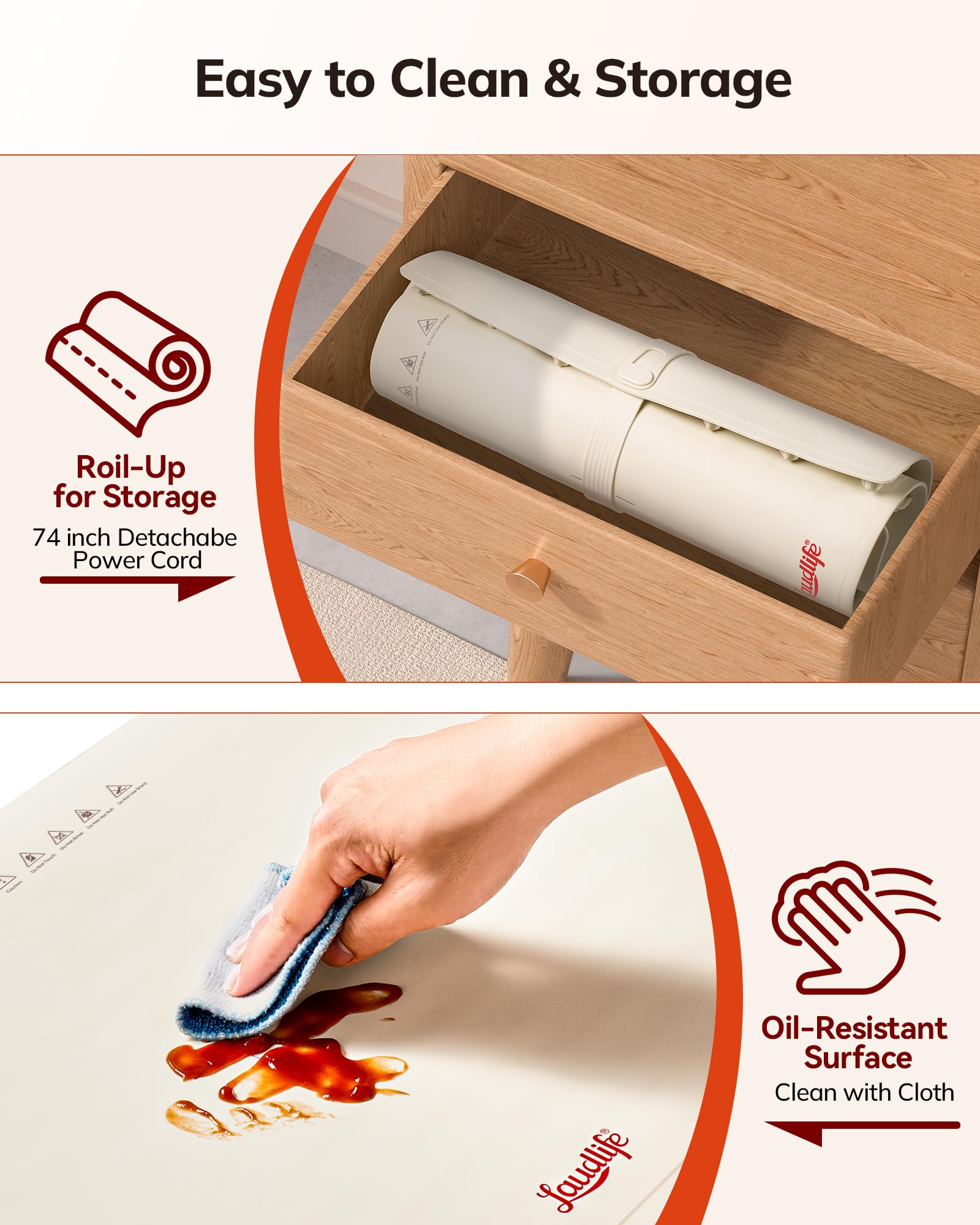 LAUDLIFE Beige warmer adapts to metal, ceramic, glass.