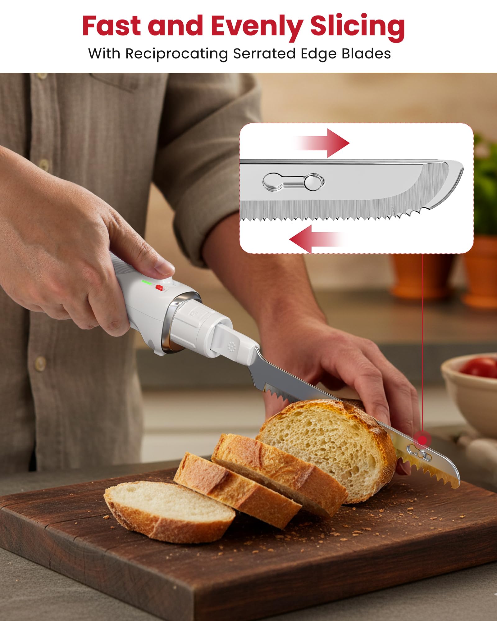 Laudlife electric knife fillets fish for clean, even fillets.