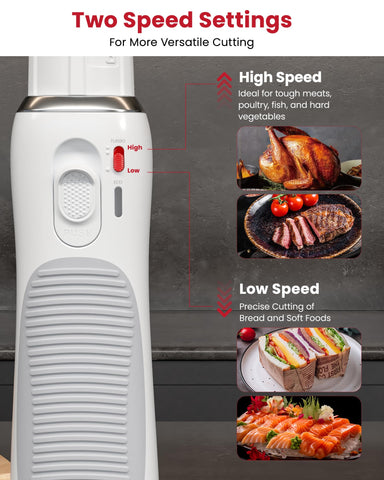 Laudlife electric knife slices meat with reduced effort.