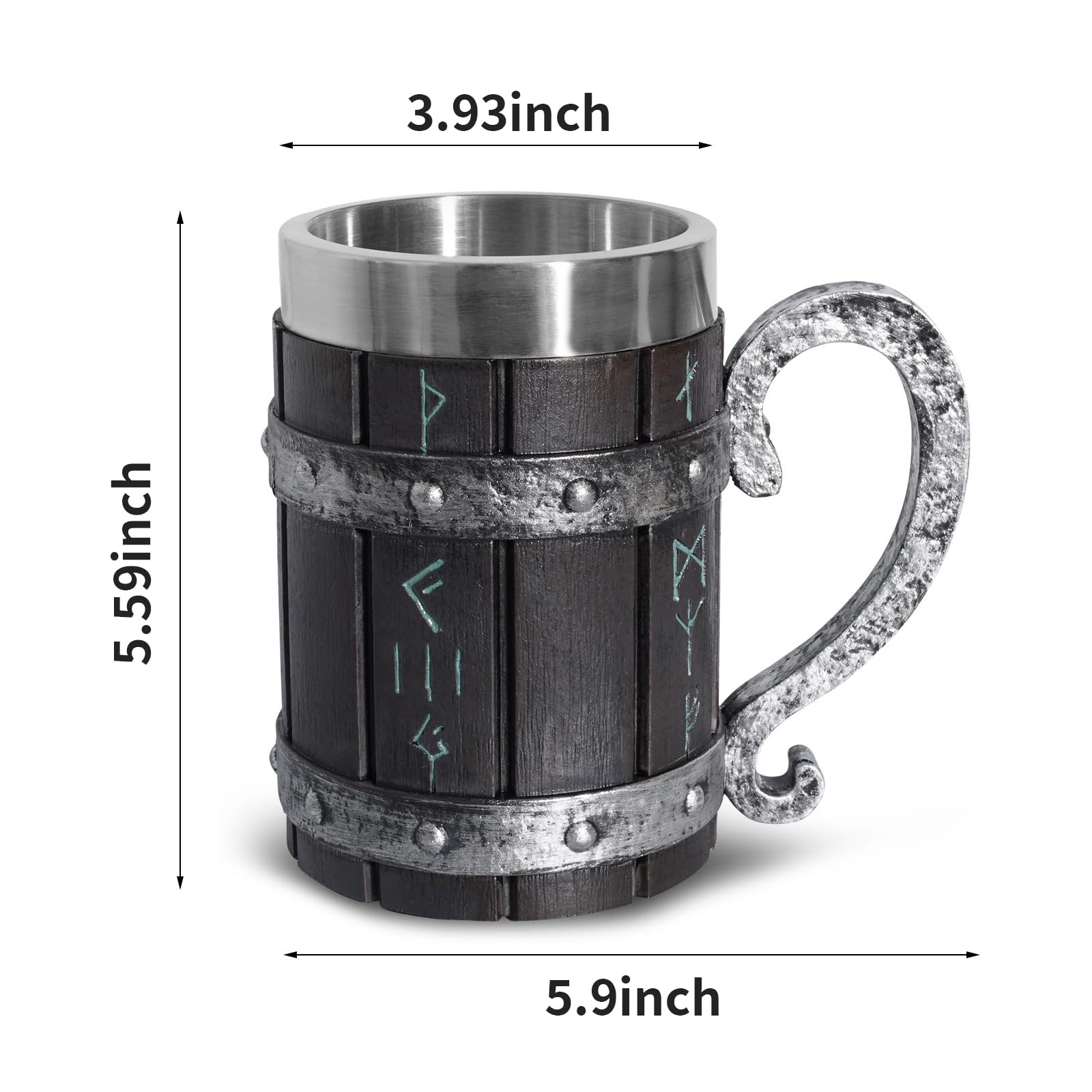 LAUGOKOBE Nordic Viking Rune Mug beverage-ready design suitable for coffee or beer.