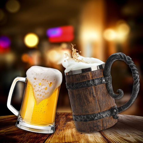LAUGOKOBE Viking style beer tankard with vintage charm