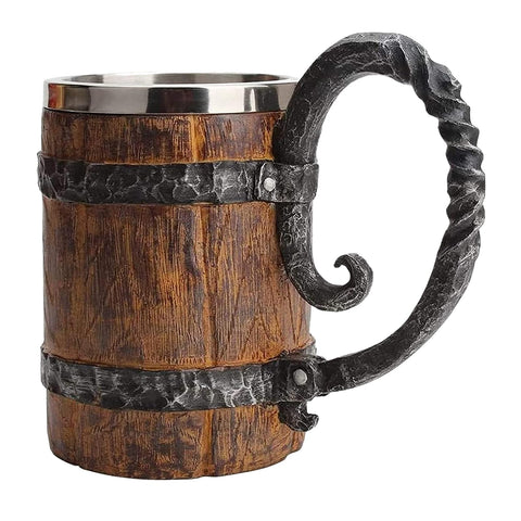 LAUGOKOBE wooden barrel mug with handle for comfortable grip during drinks