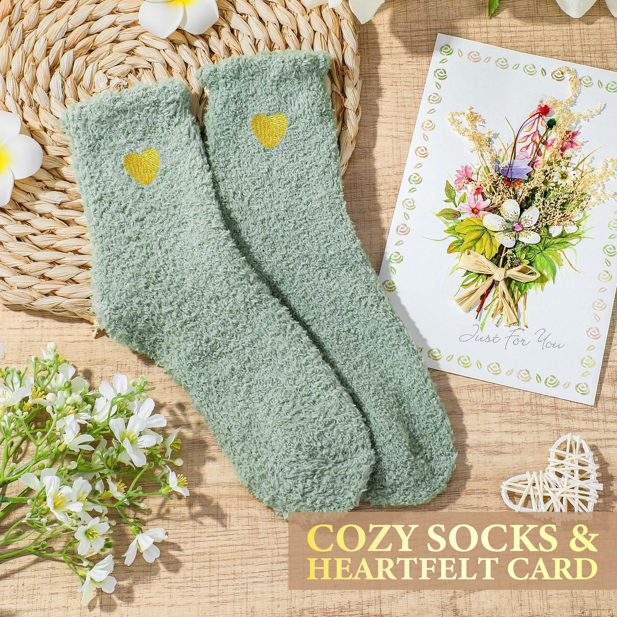 Launrada fuzzy socks cozy warmth with heart-pattern cuffs