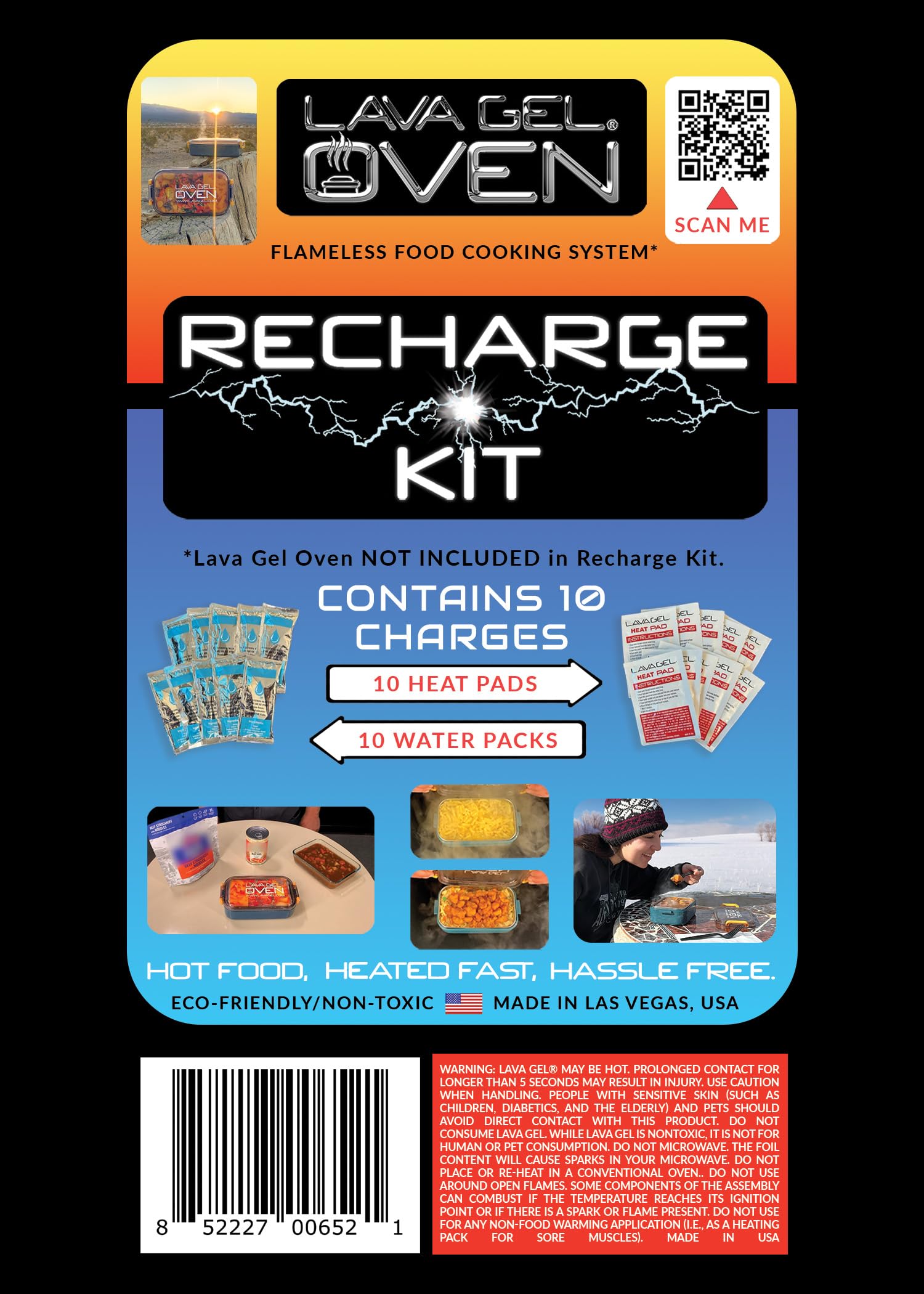 Lava Gel Oven Recharge Kit activation waters trigger safe warmth for meals