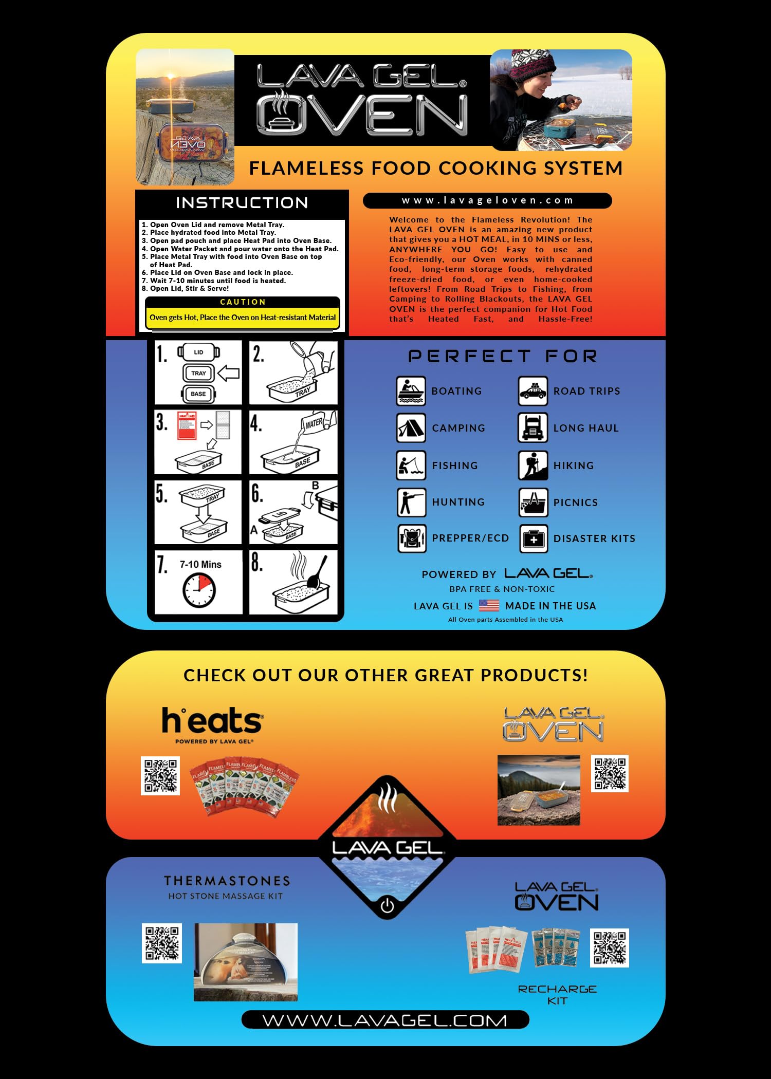 Lava Gel Oven Recharge Kit heat pads ready for quick, efficient heating outdoors