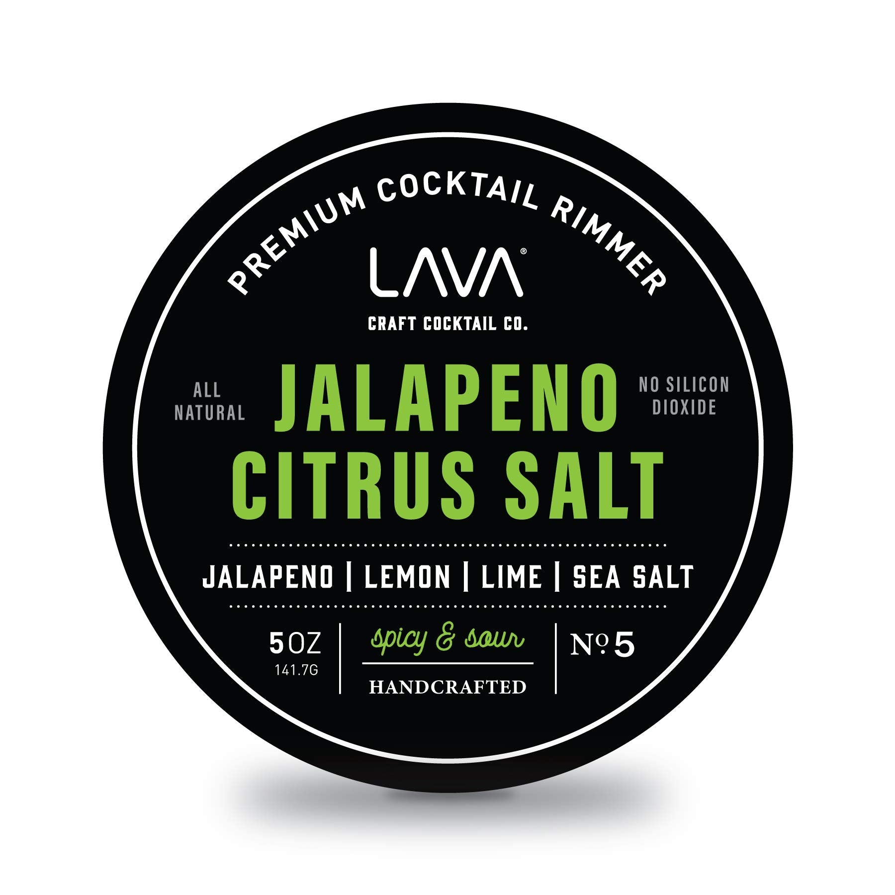 LAVA jalapeño citrus margarita salt rimmer close-up with bold heat and lime notes.