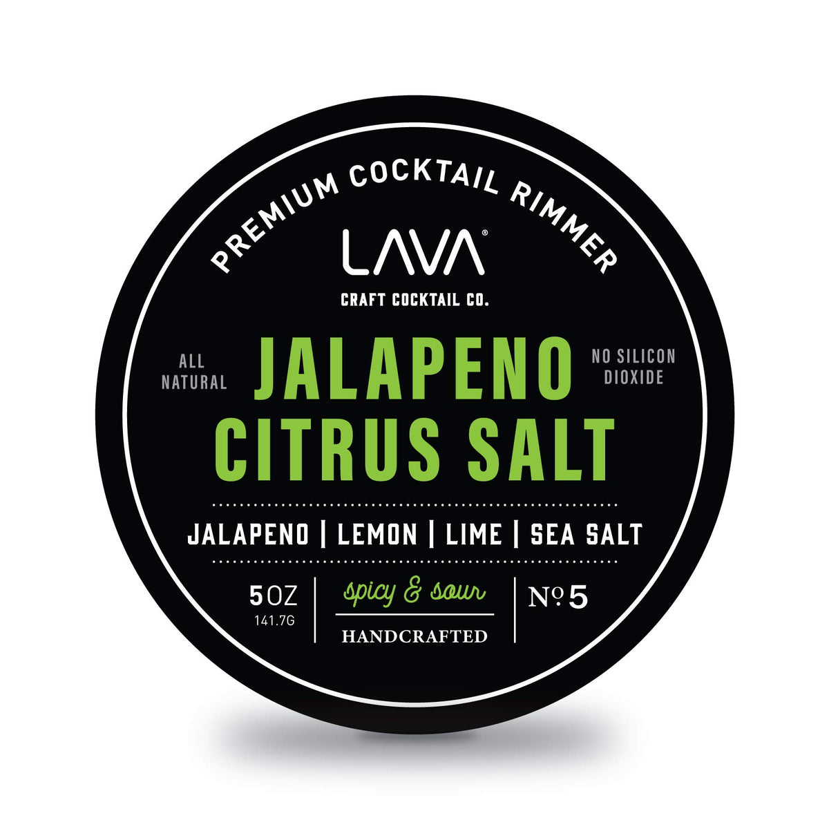 LAVA jalapeño citrus margarita salt rimmer close-up with bold heat and lime notes.