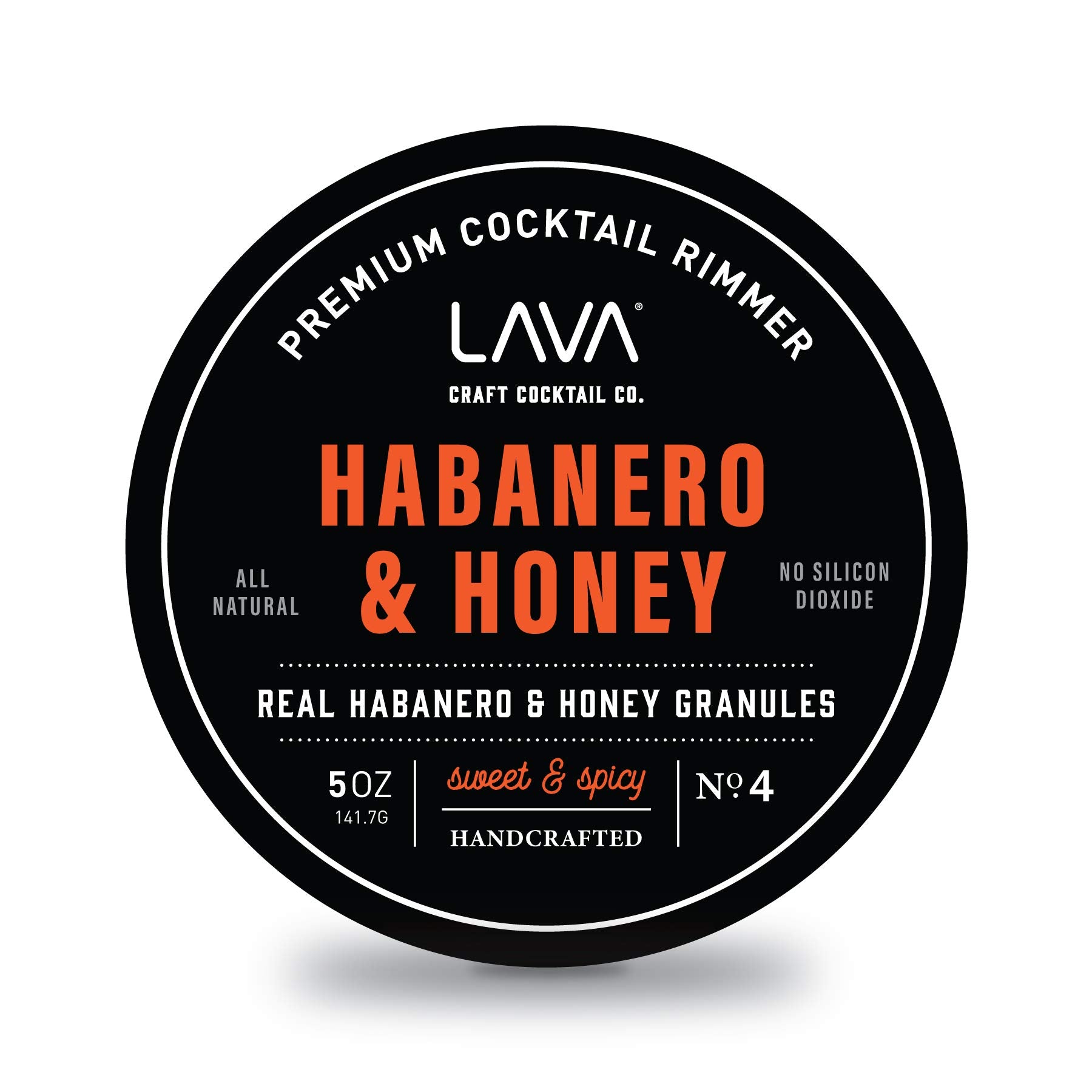 LAVA Premium Habanero & Honey Cocktail Rimmer jar front viewing premium ingredients.