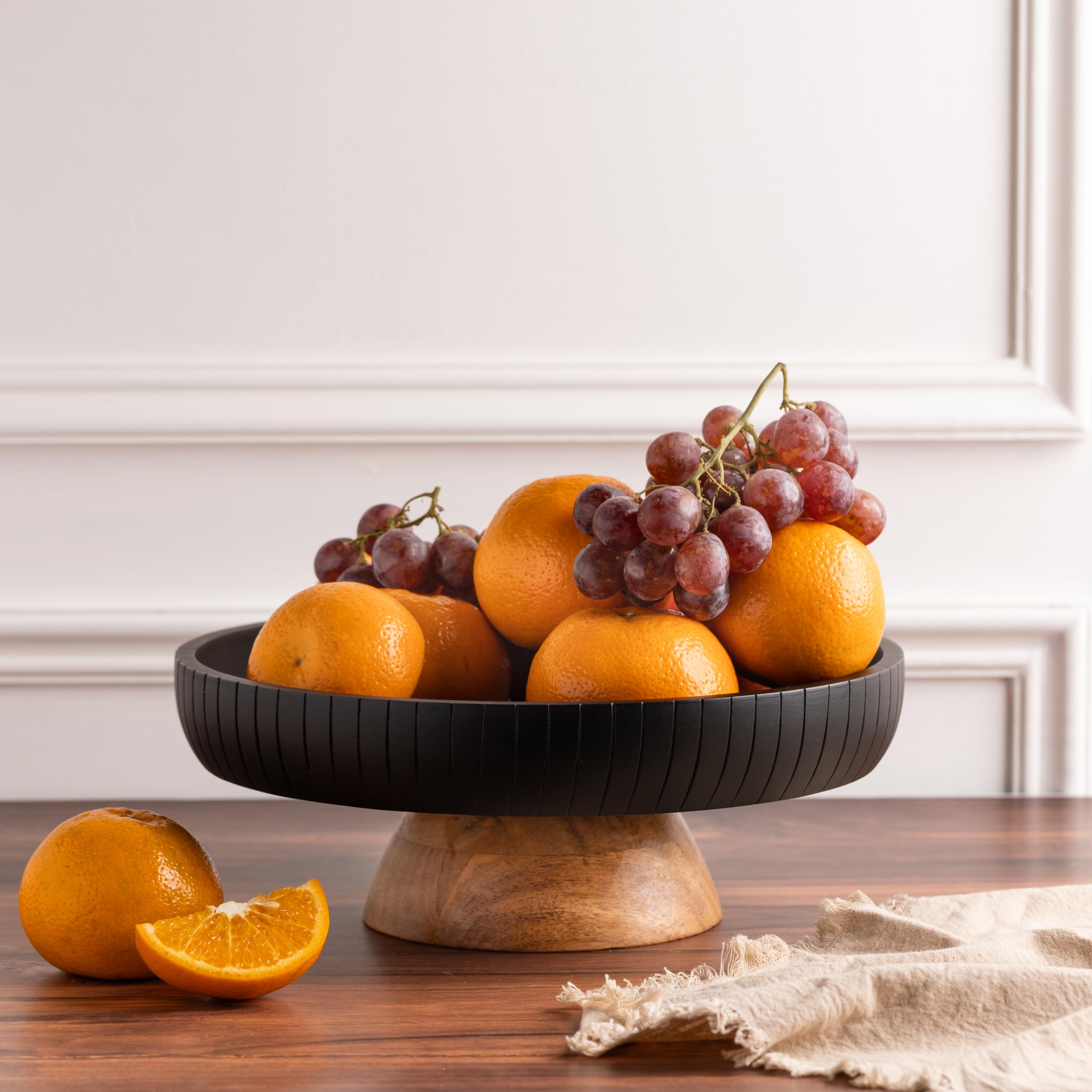 LAVAUK Mango Wood bowl, 12-inch diameter, ideal for family fruit