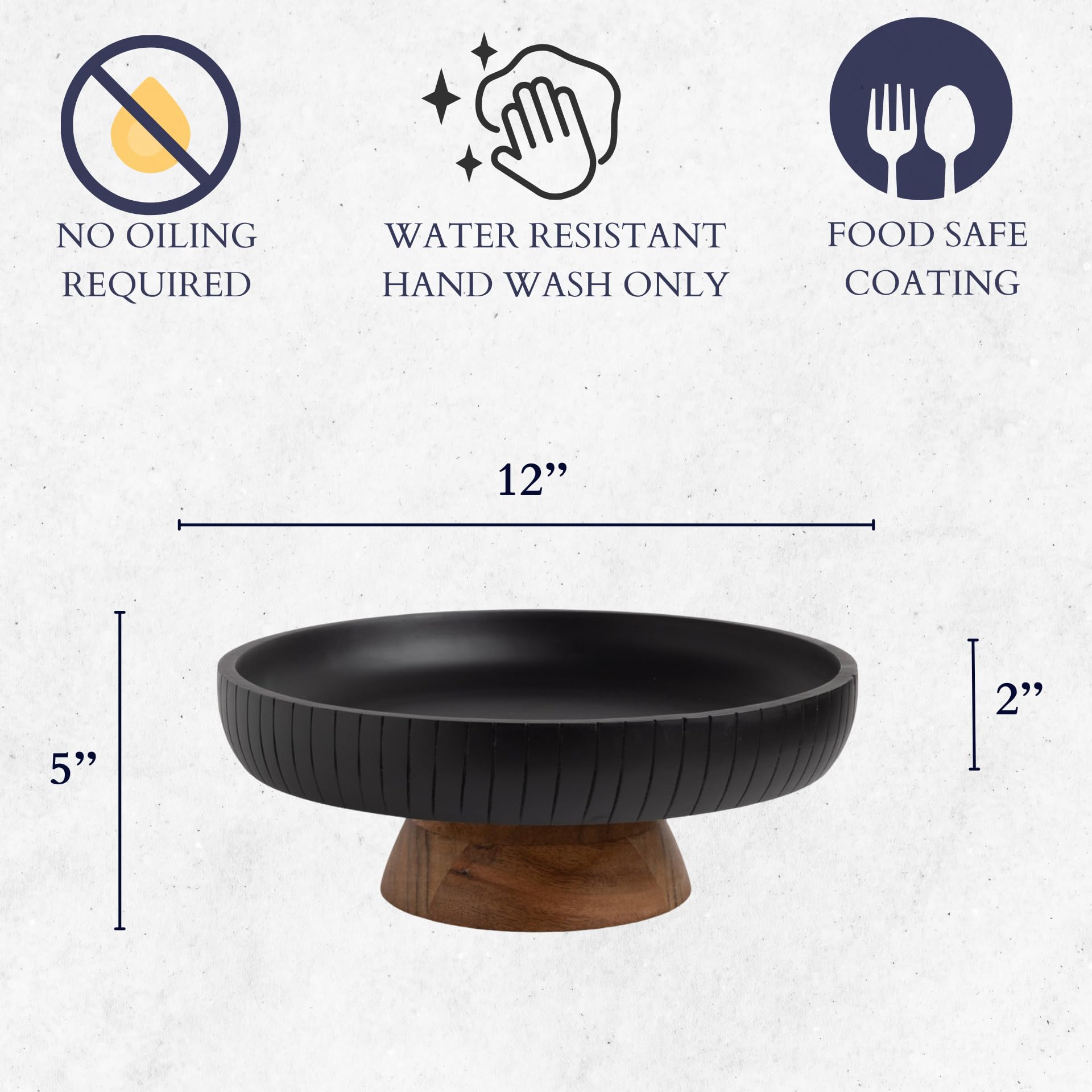 LAVAUK Mango Wood bowl with contrasting pedestal elevates decor