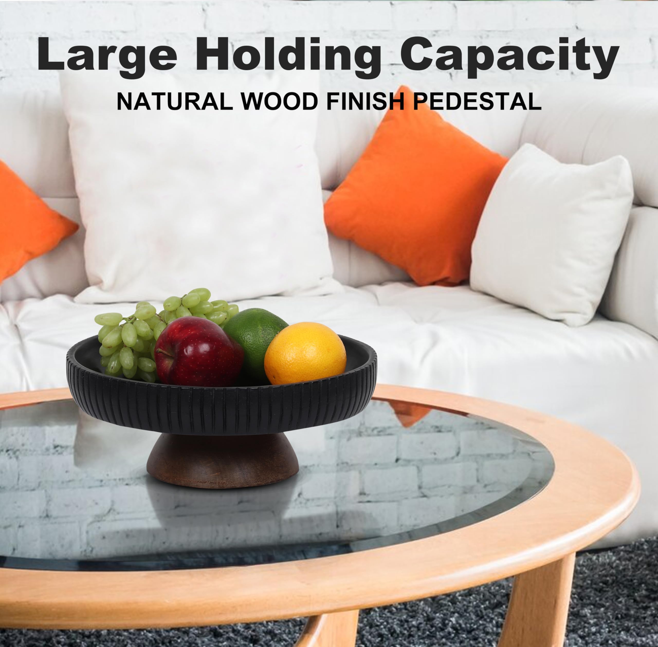 LAVAUK Mango Wood bowl stores fruit neatly on kitchen counter