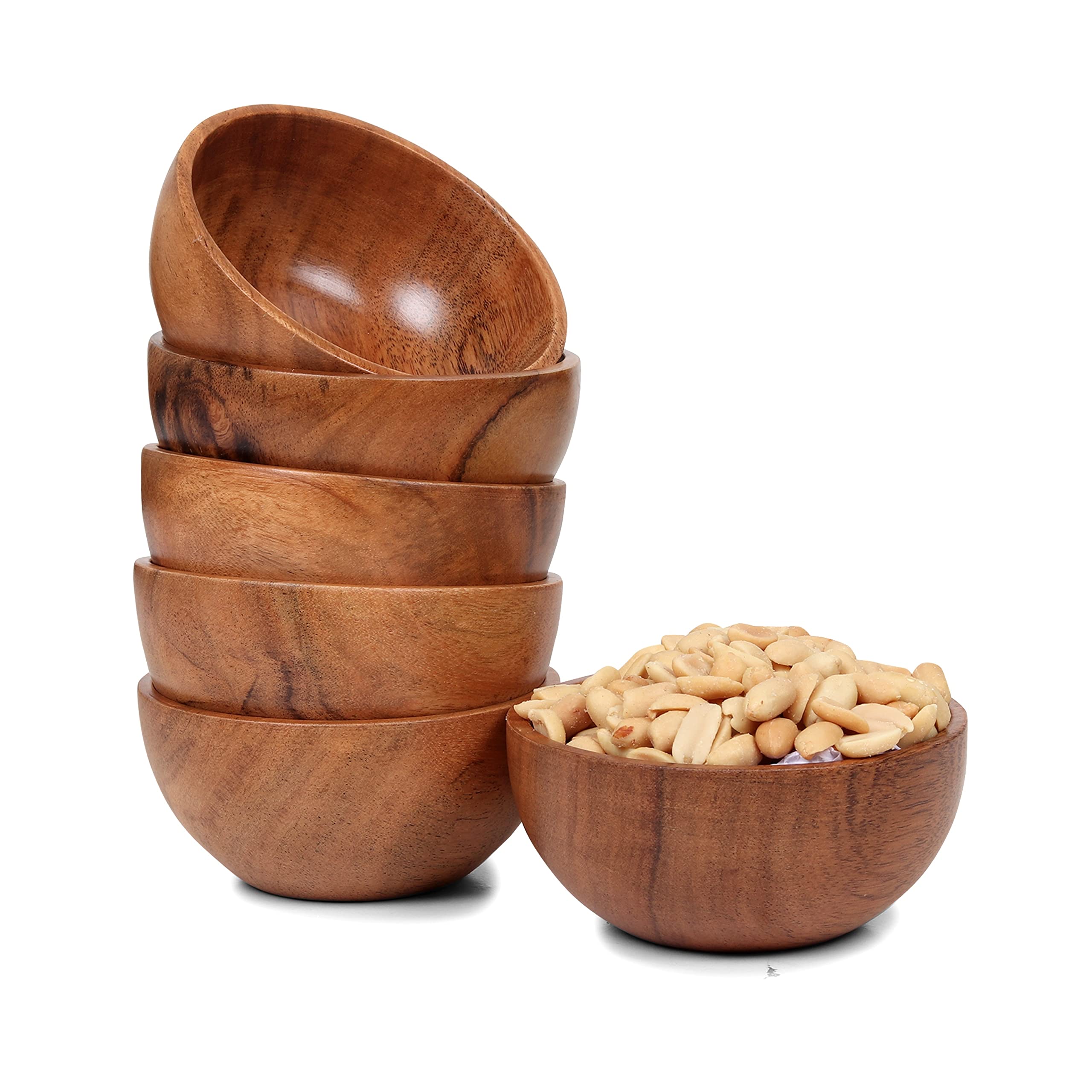 LAVAUX DESIGNS acacia dessert bowls set of six for elegant desserts and charcuterie