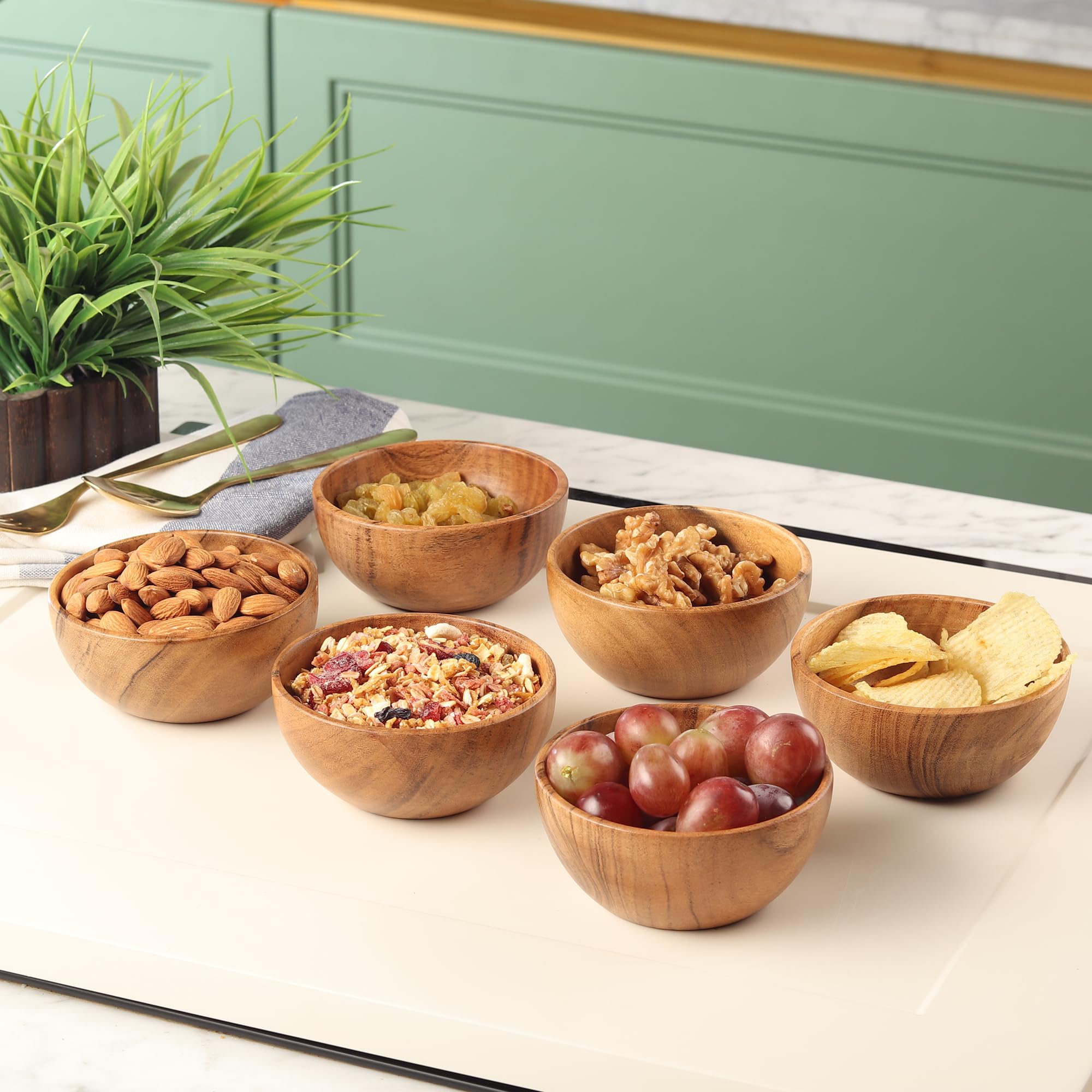 LAVAUX DESIGNS multipurpose wooden bowls perfect for serving snacks and prep