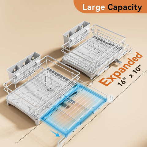 Laveshop dish drying rack large-capacity showcases space for plates, bowls, and glasses.