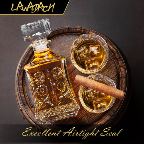 LAWADACH whiskey glasses set two paired with the decanter for sharing tastings