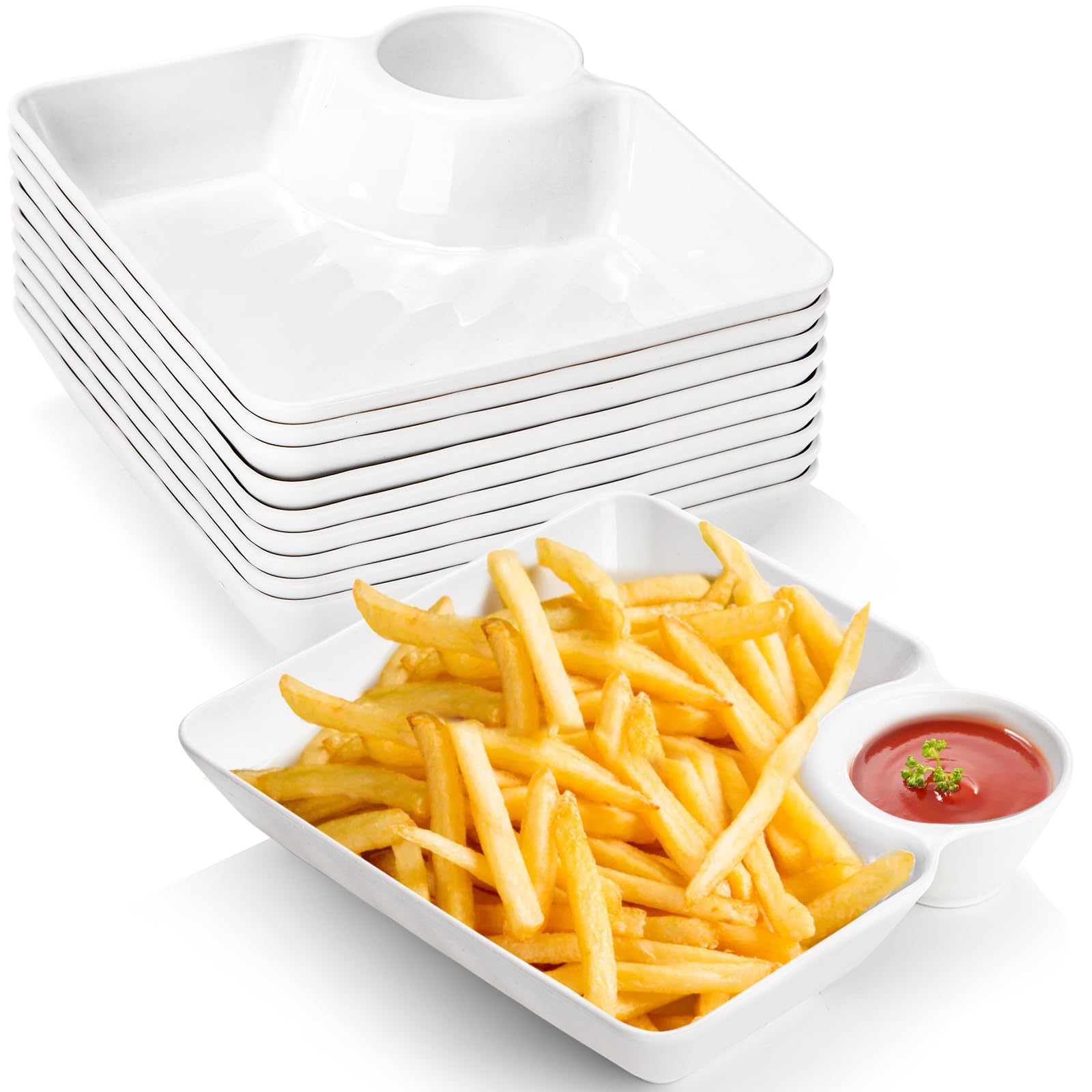 Lawei 10Pcs chips and dip plates for organized serving and dipping.