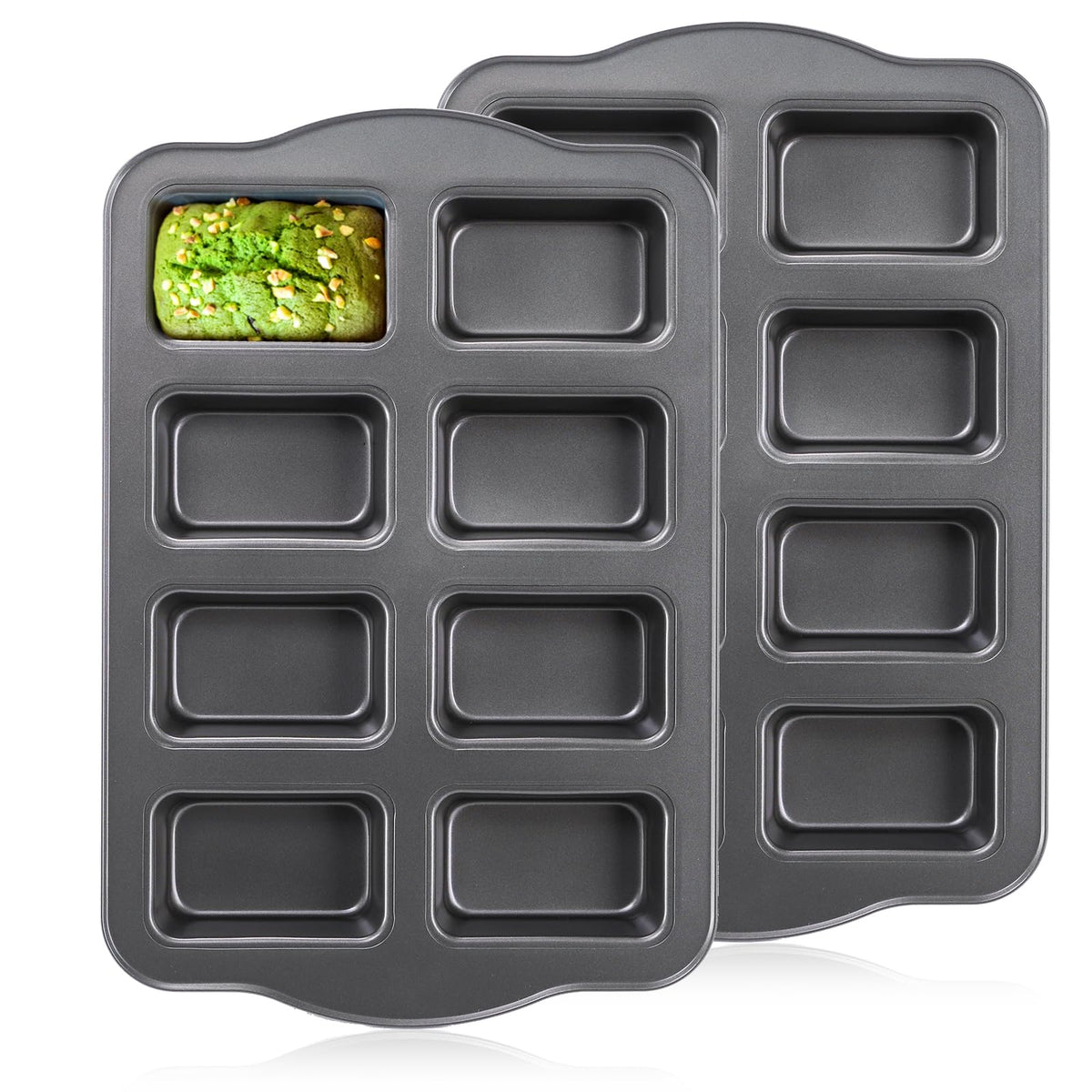 Lawei 2-pack 8-cavity mini loaf pan outer view highlights durability