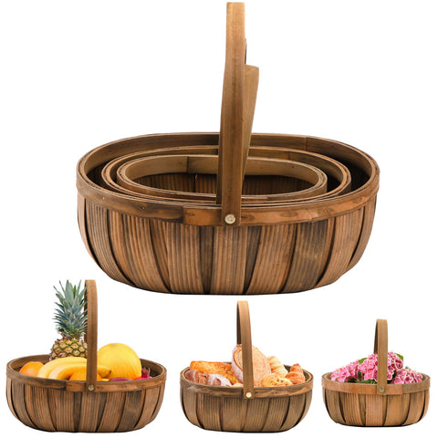 Lawei 3-pack wooden bread baskets for organized serving and stylish table display