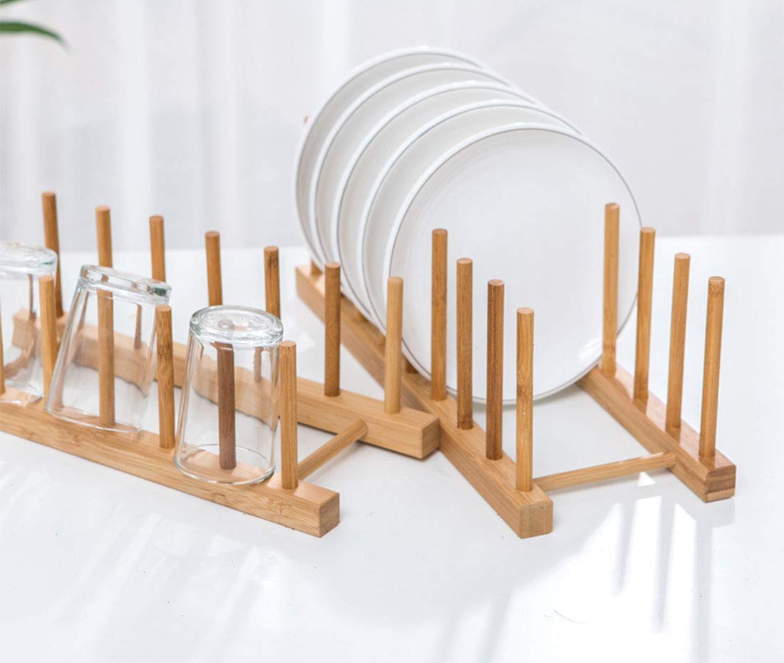 Lawei bamboo dish rack 8-slot for plates or lids
