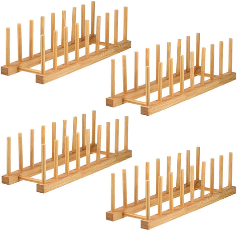 Lawei bamboo dish rack front view showing space-saving 8-slot plates setup