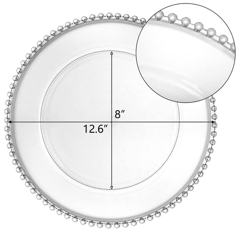 Lawei bead rim clear charger closeup highlights sturdy plastic and refined edge