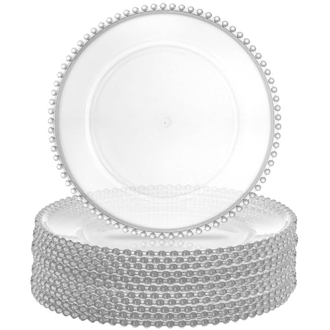 Lawei clear charger plates with bead rim for 13-inch elegance at weddings