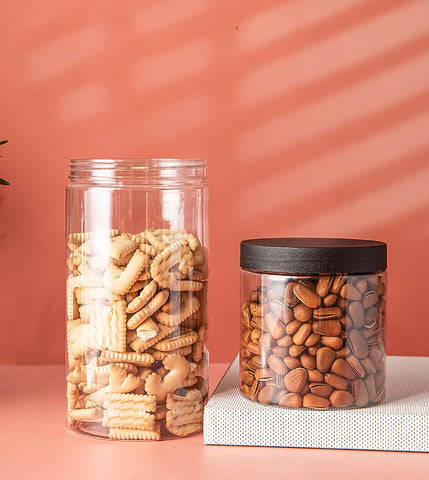 Craft storage with Lawei jars for art supplies.