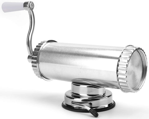 Horizontal piston operation reduces air pockets for consistent stuffing results.