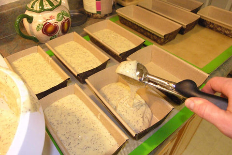 Lawei loaf pans dark brown exterior with gold floret pattern