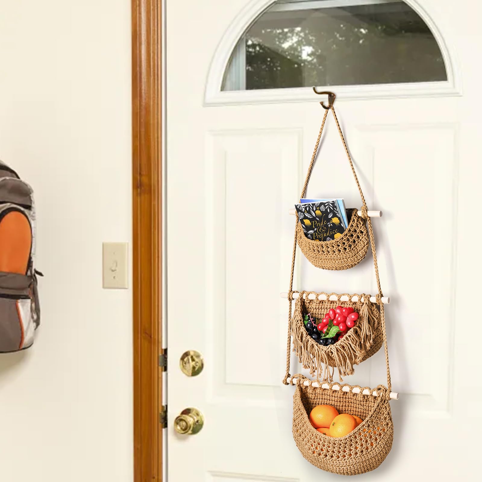 Lawei over-the-door organizer keeps kitchen tidy.