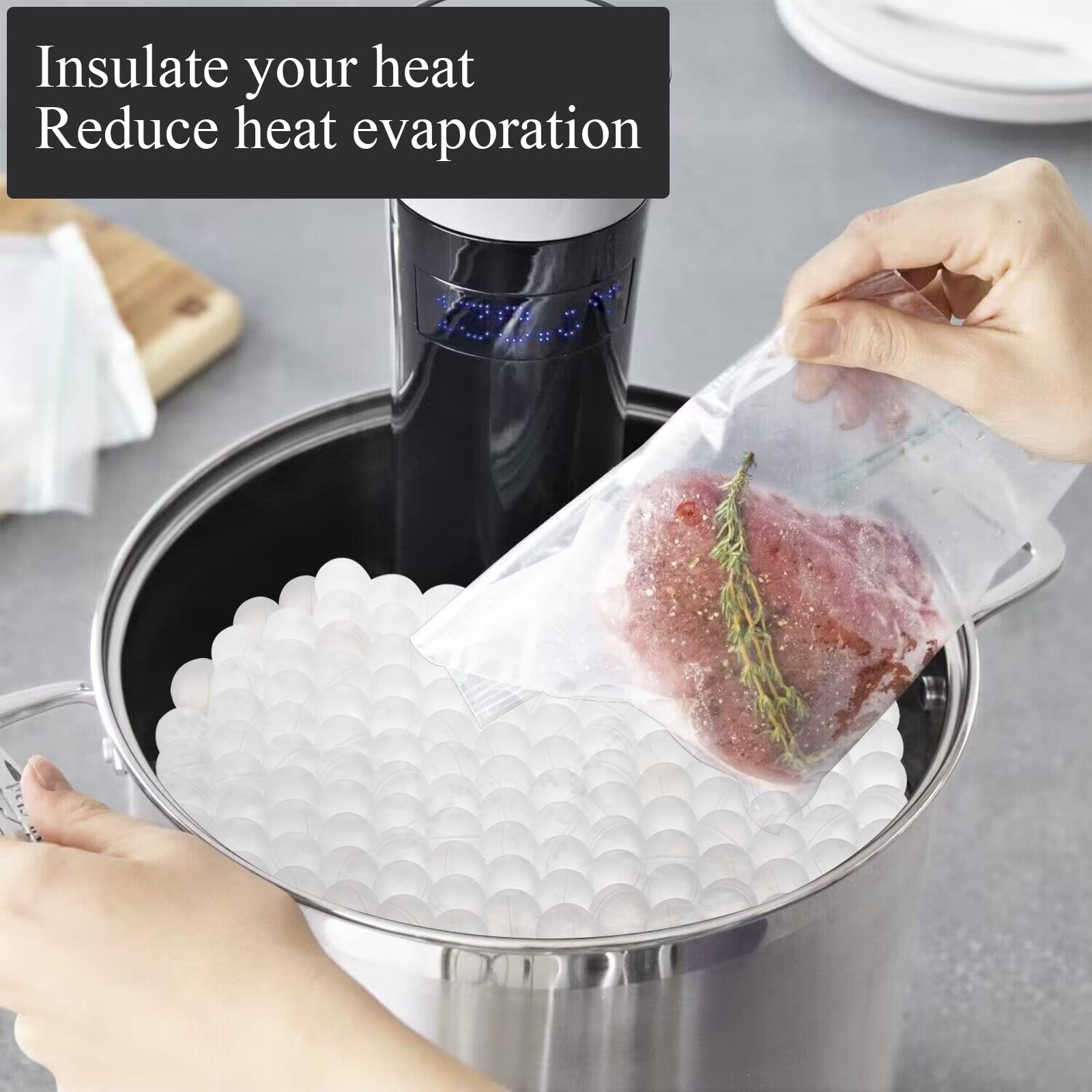 Lawei balls acting as a lid substitute to minimize splashing.