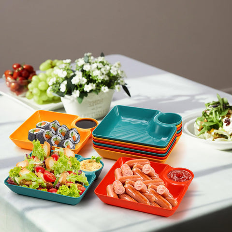 Lawei stackable appetizer trays save space and simplify storage.