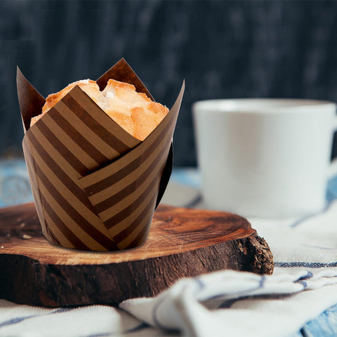 Lawei tulip cupcake liner brown black words chic text options